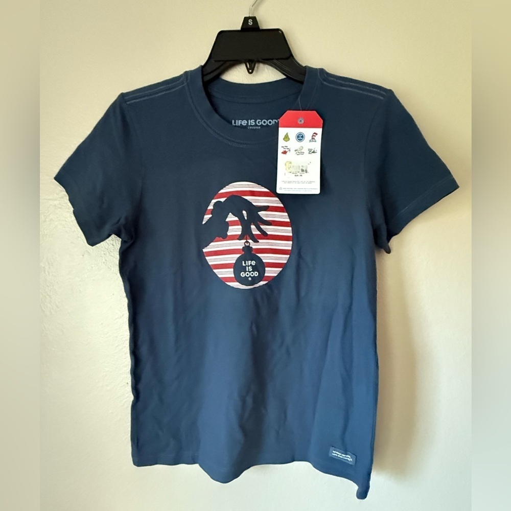 Life is Good Blue Graphic Grinch T-Shirt